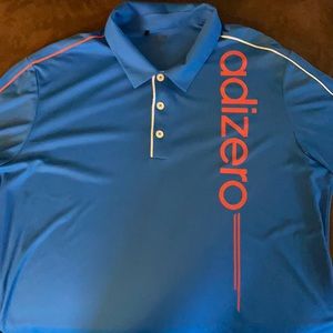Adidas men’s golf shirt XL blue w orange and white detail